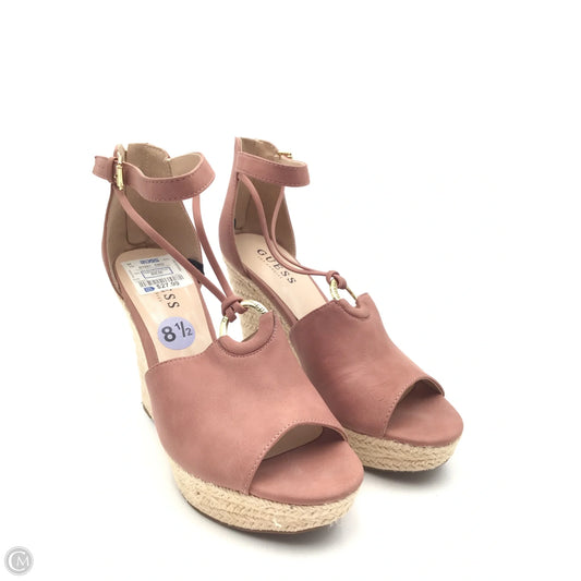 Sandals Heels Wedge By Guess In Pink & Tan, Size: 8.5
