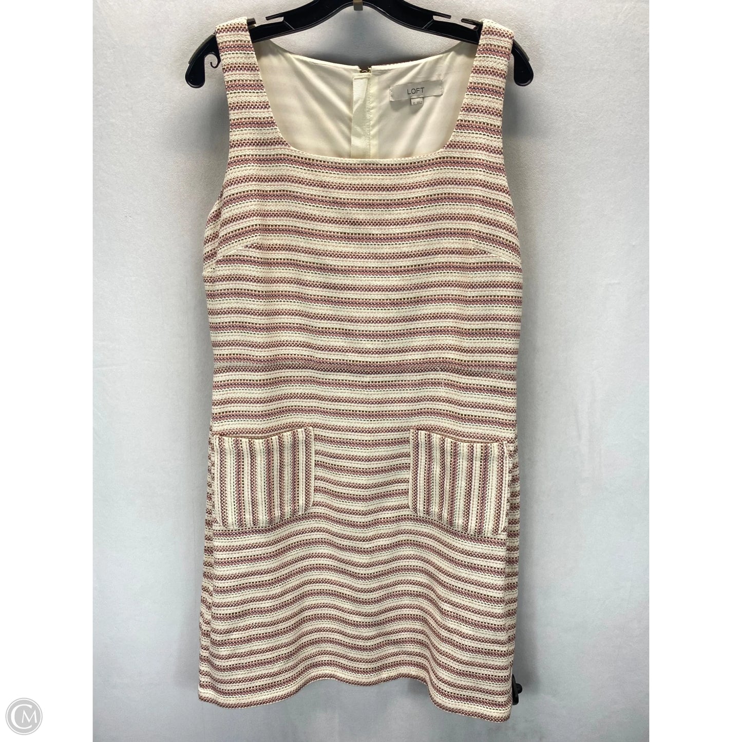 Dress Casual Midi By Loft In Striped Pattern, Size: 12