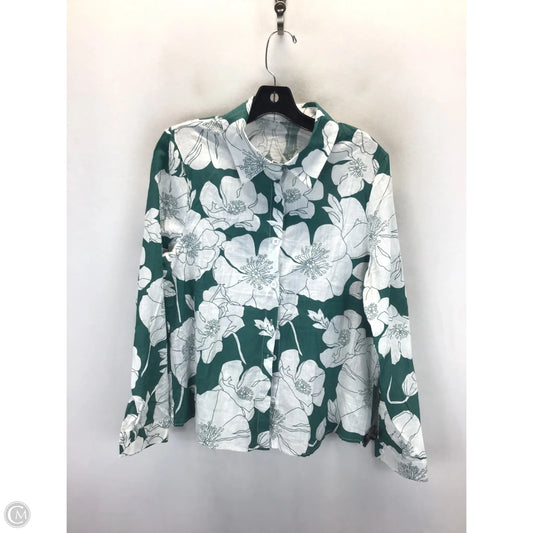 Top Long Sleeve By Clothes Mentor In Green & White, Size: M