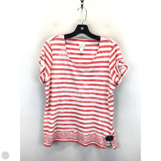 Top Short Sleeve By Chicos In Striped Pattern, Size: M