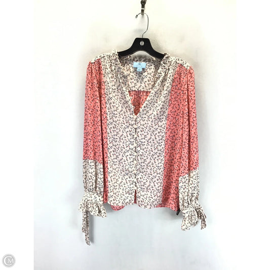 Top Long Sleeve By Cece In Peach, Size: L
