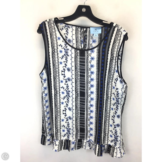 Top Sleeveless By Cece In Black & Blue, Size: L