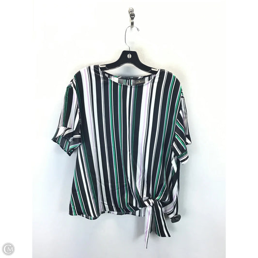 Top Short Sleeve By Worthington In Striped Pattern, Size: L