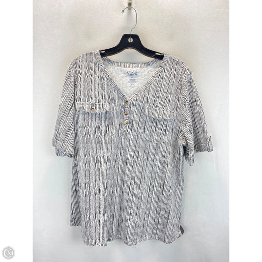 Top 3/4 Sleeve By Croft And Barrow In Black & White, Size: Xxl