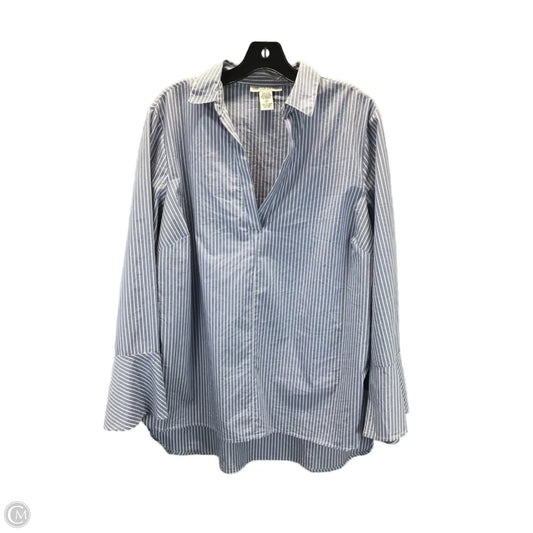 Top Long Sleeve By Clothes Mentor In Blue & White, Size: 1x