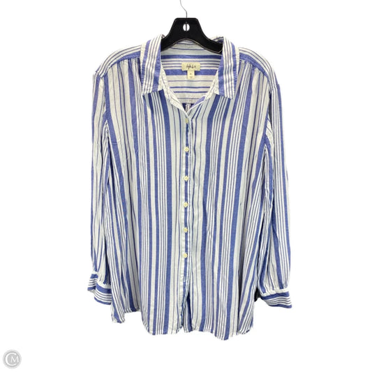 Top Long Sleeve By Style And Company In Blue & White, Size: Xl