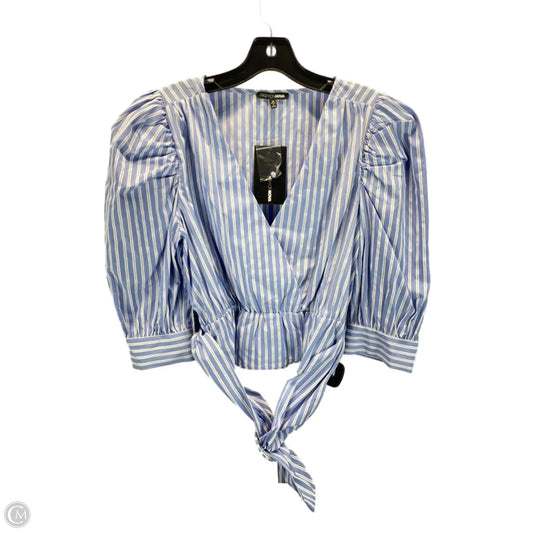 Top 3/4 Sleeve By Fashion Nova In Blue & White, Size: M