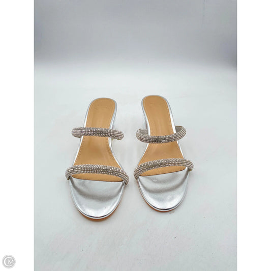 Sandals Heels Block By Clothes Mentor In Silver, Size: 7