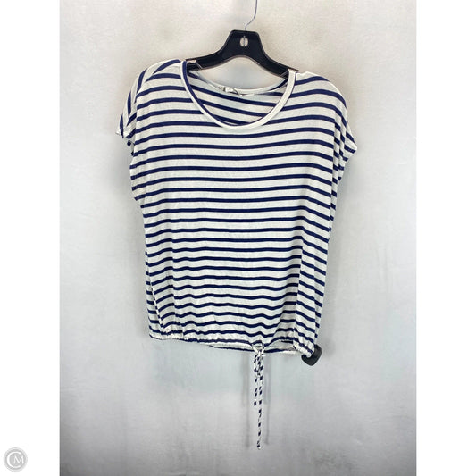 Top Sleeveless By Green Envelope In Blue & White, Size: L
