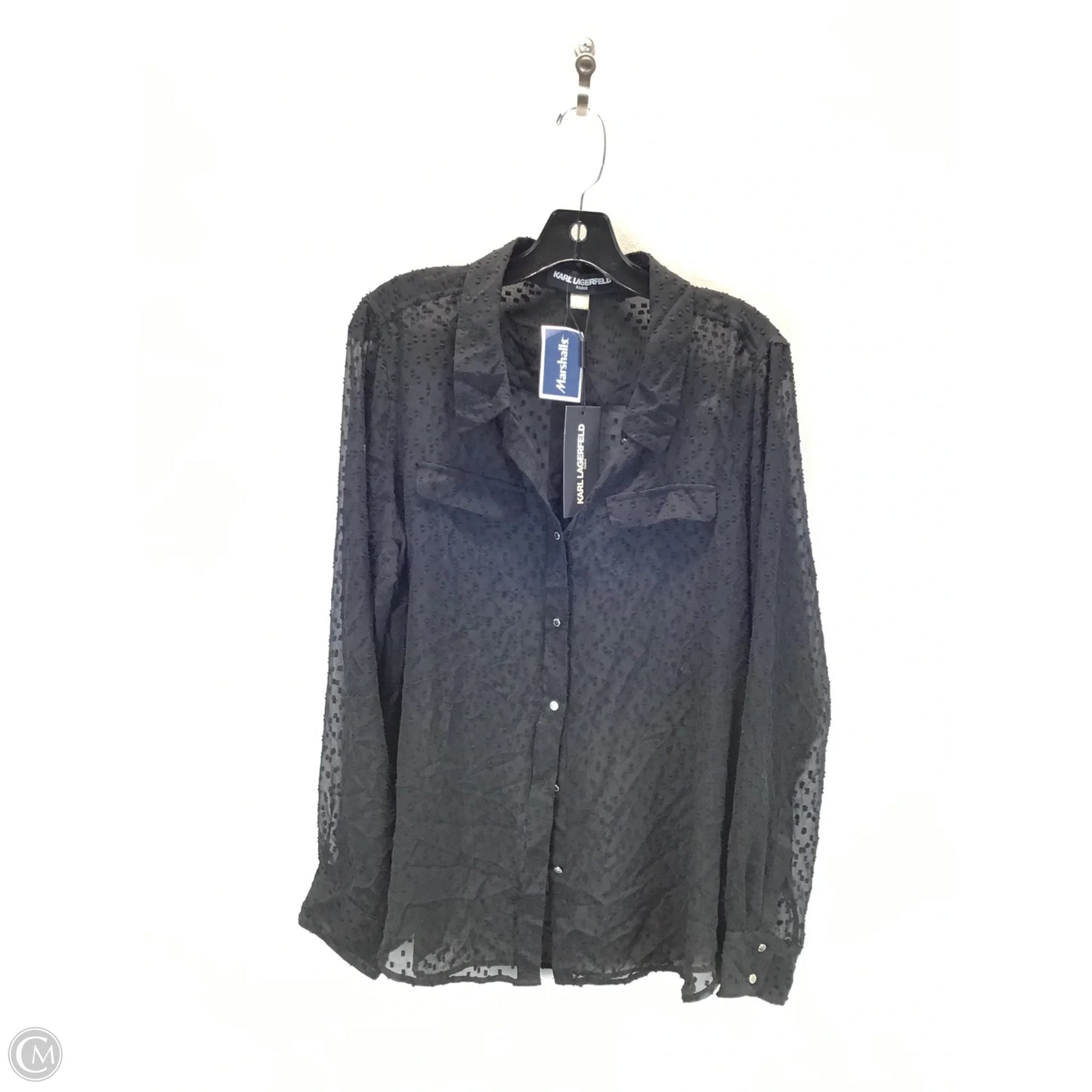 Top Long Sleeve Designer By Karl Lagerfeld In Black, Size: Xl