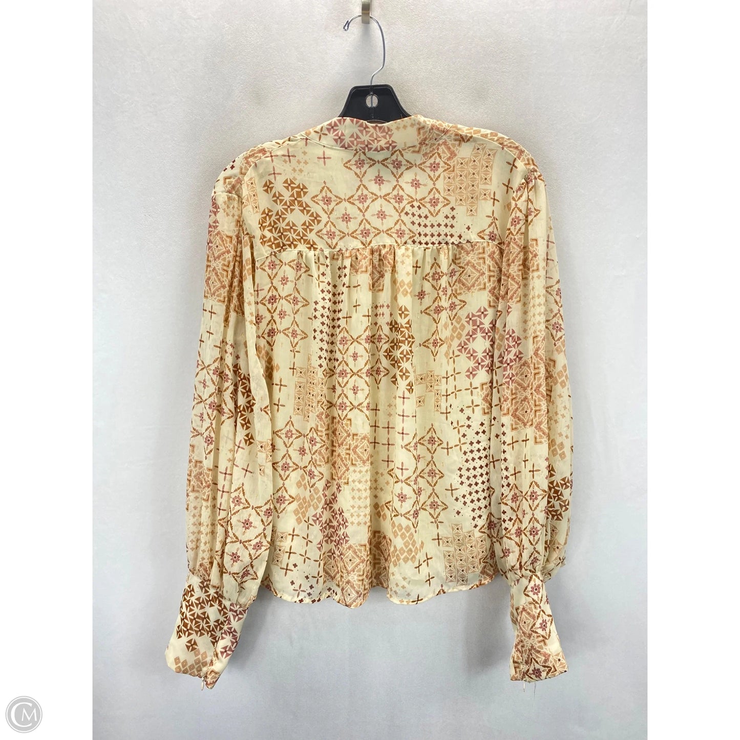 Top Long Sleeve By Fate In Cream & Pink, Size: M