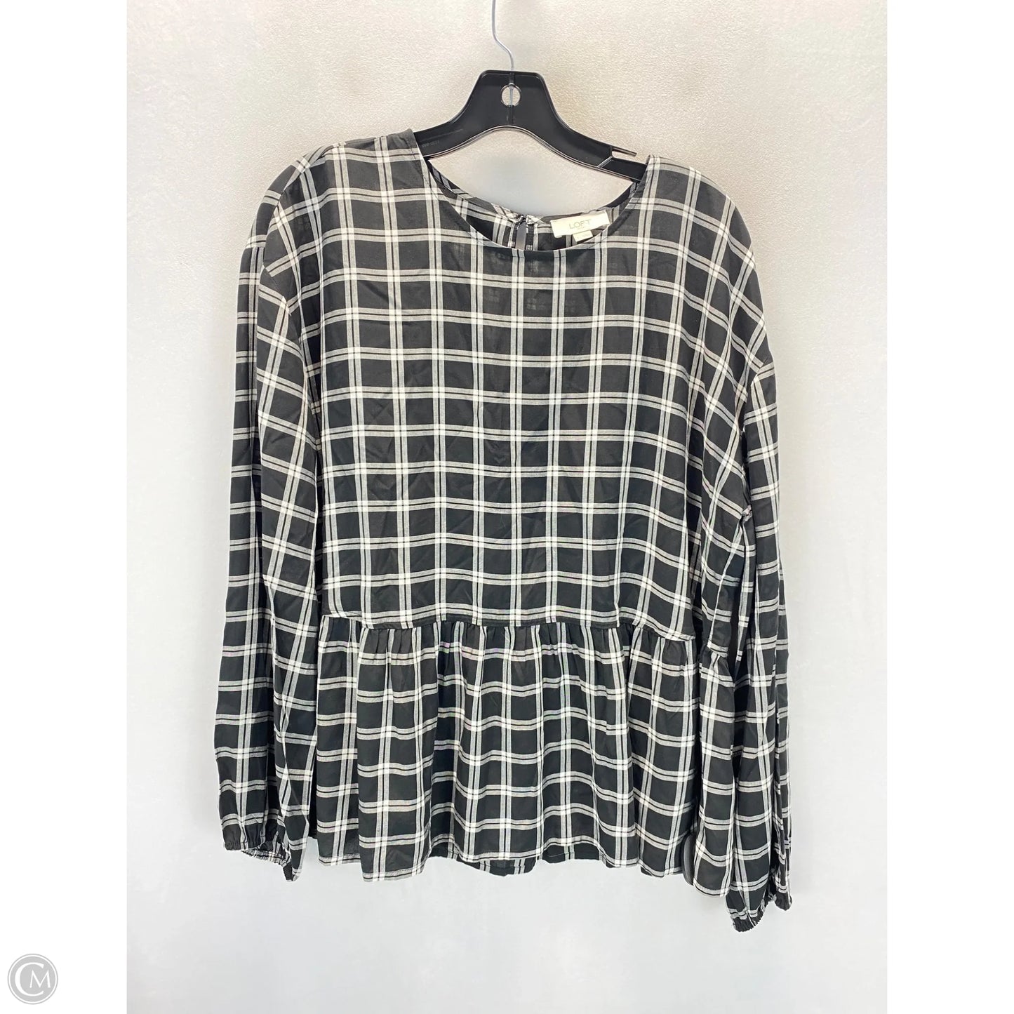 Top Long Sleeve By Loft In Black & White, Size: L