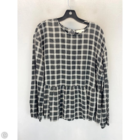 Top Long Sleeve By Loft In Black & White, Size: L