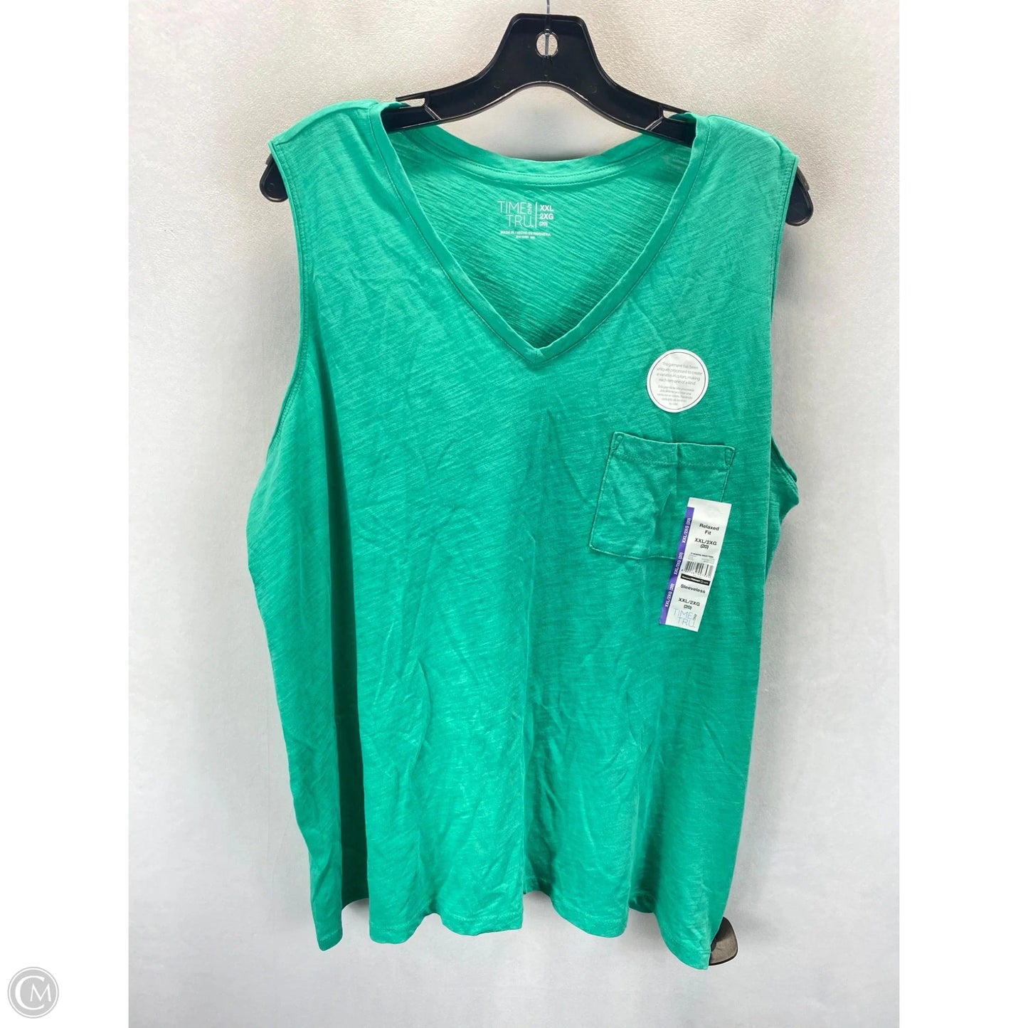 Top Sleeveless By Time And Tru In Green, Size: Xxl