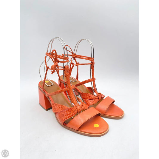 Sandals Heels Block By H For Halston In Orange, Size: 10