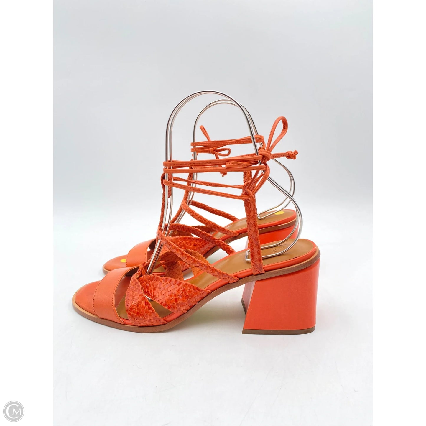 Sandals Heels Block By H For Halston In Orange, Size: 10