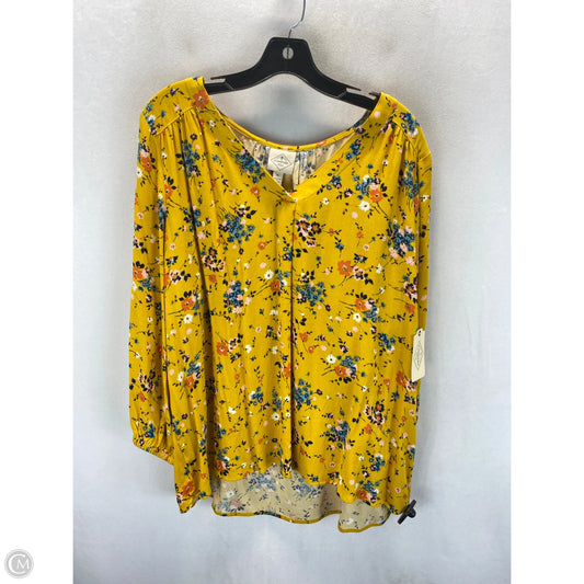 Top Long Sleeve By St Johns Bay In Yellow, Size: Xl