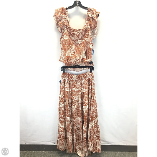 Skirt Set 2pc By Ashley Stewart In Brown & White, Size: 1x