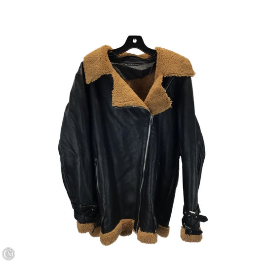 Jacket Faux Fur & Sherpa By Fashion To Figure In Black & Brown, Size: Xl