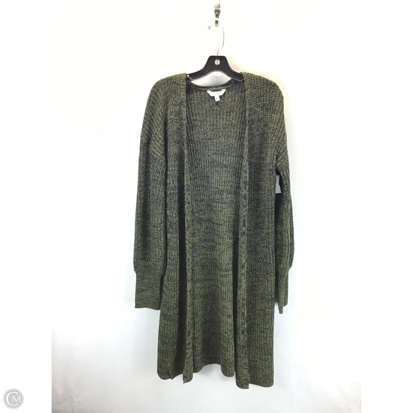 Sweater Cardigan By Time And Tru In Black & Green, Size: L