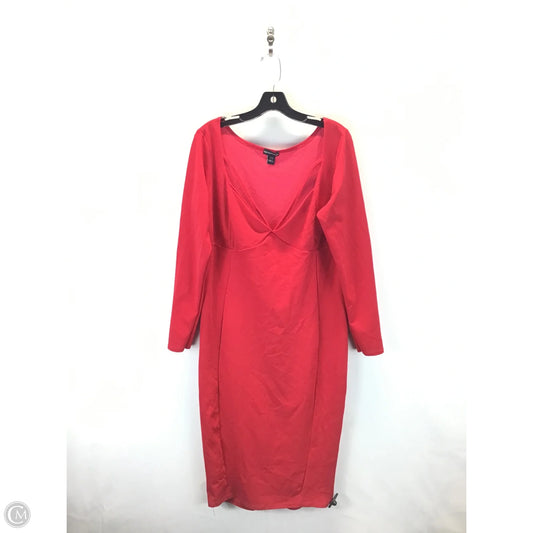 Dress Casual Midi By Pretty Little Thing In Red, Size: 16