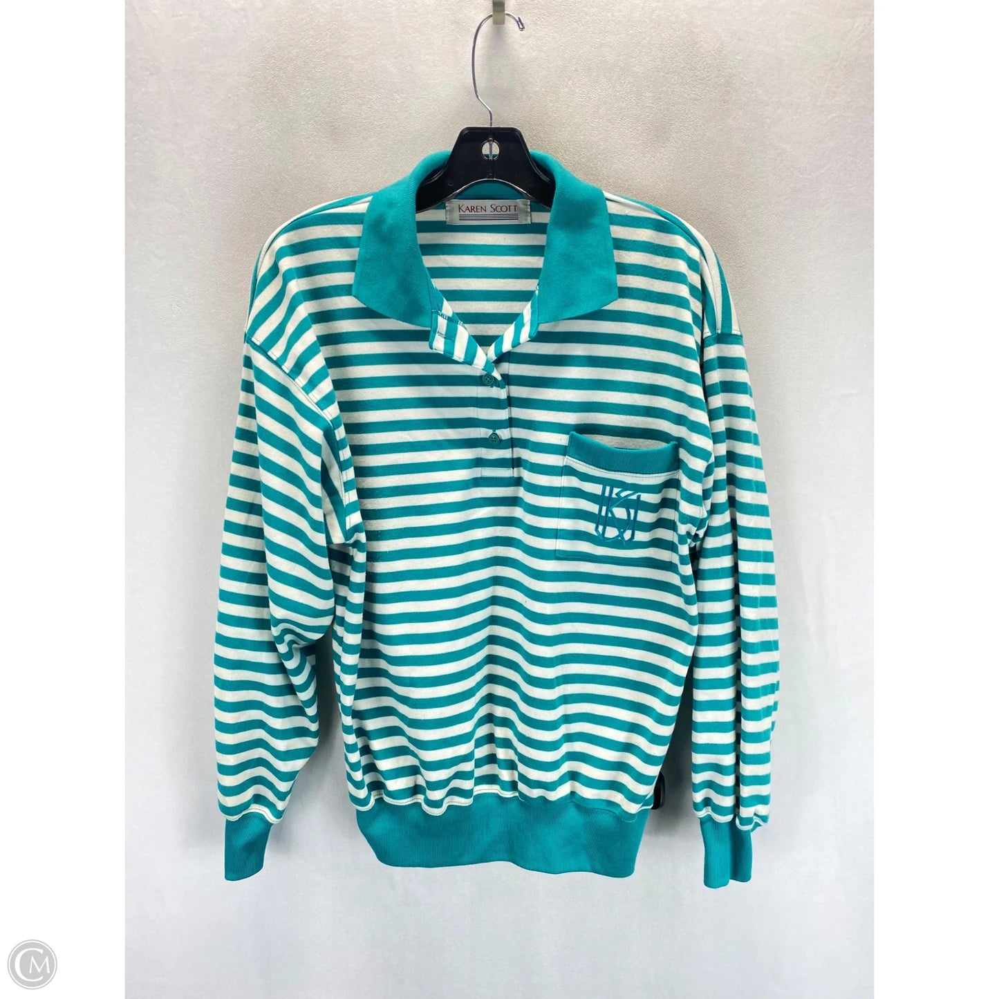 Top Long Sleeve By Karen Scott In Striped Pattern, Size: M