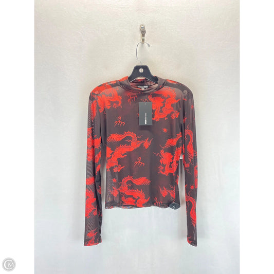 Top Long Sleeve By Fashion Nova In Black & Red, Size: L