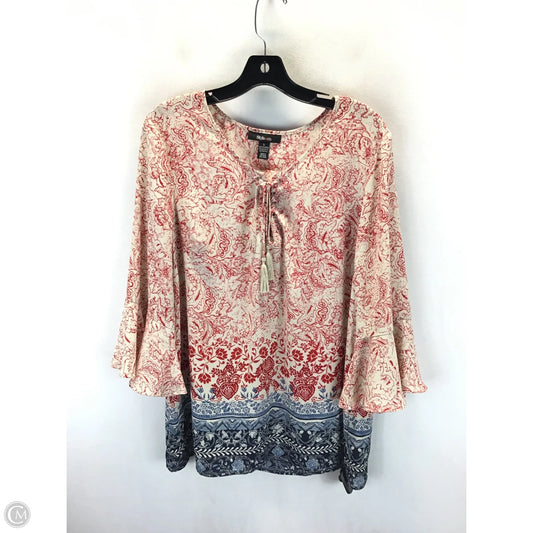 Top Long Sleeve By Style And Company In Red & White, Size: L