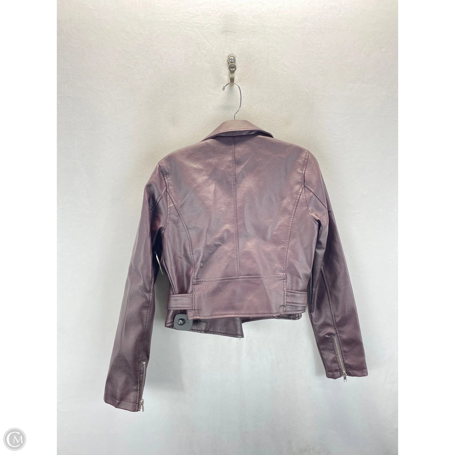 Jacket Moto Leather By Fashion Nova In Maroon, Size: M