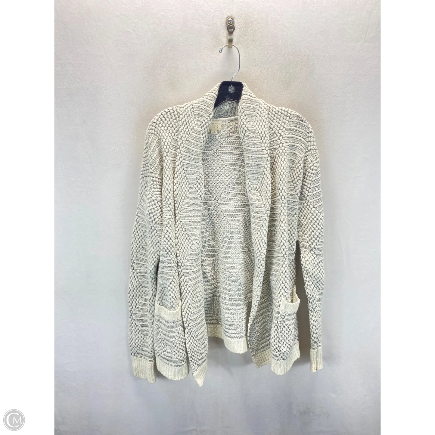 Sweater Cardigan By A New Day In Grey & White, Size: M
