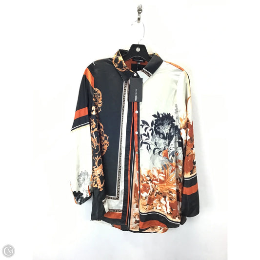 Top Long Sleeve By Fashion Nova In Blue & Orange, Size: M