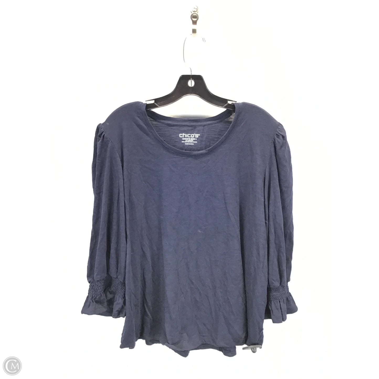 Top 3/4 Sleeve By Chicos In Navy, Size: Xxl