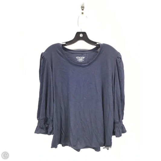 Top 3/4 Sleeve By Chicos In Navy, Size: Xxl