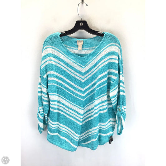 Sweater By Chicos In Blue & White, Size: Xl