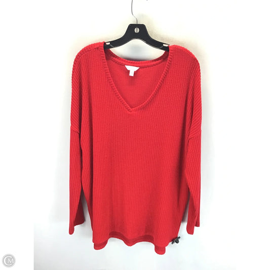 Top Long Sleeve By Time And Tru In Red, Size: L