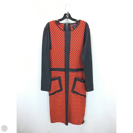 Dress Casual Midi By Clothes Mentor In Black & Orange, Size: 14