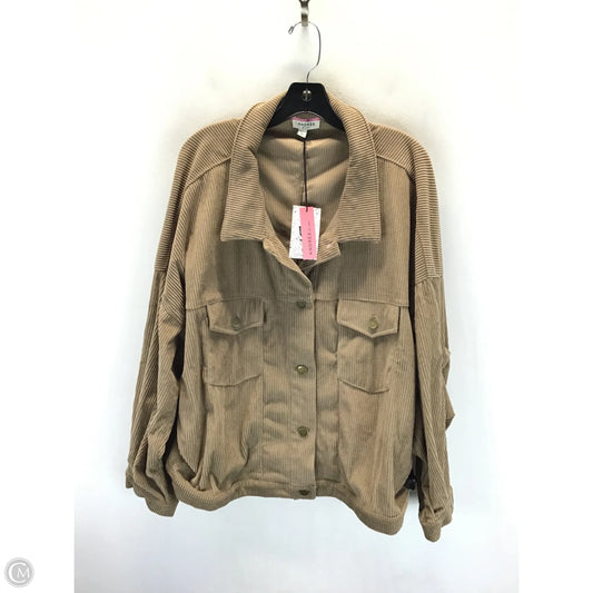 Jacket Shirt By Andree By Unit In Taupe, Size: 2x