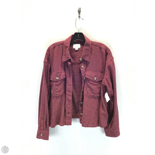 Top Long Sleeve By American Eagle In Plaid Pattern, Size: L