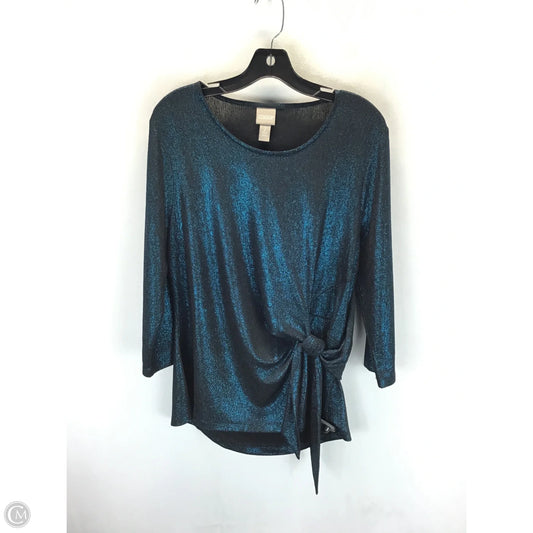 Top 3/4 Sleeve By Chicos In Teal, Size: L