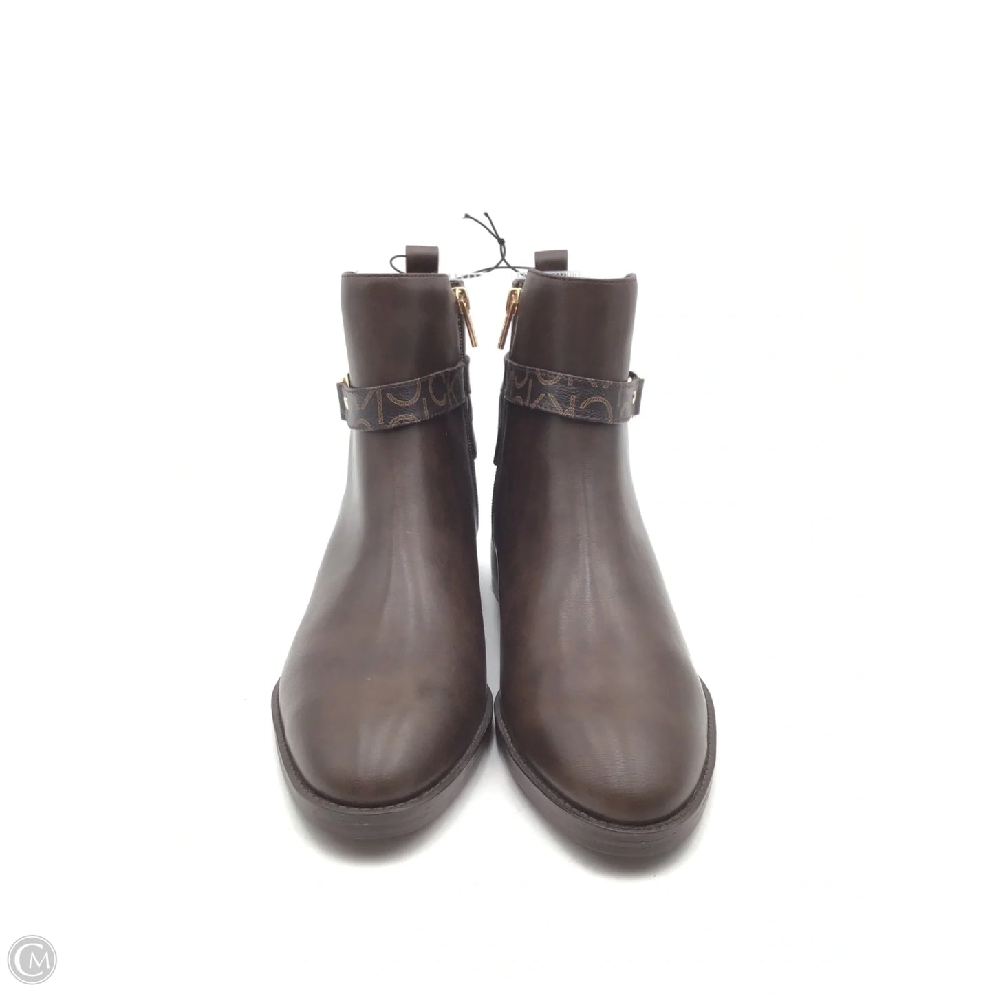 Boots Ankle Flats By Calvin Klein In Brown, Size: 11