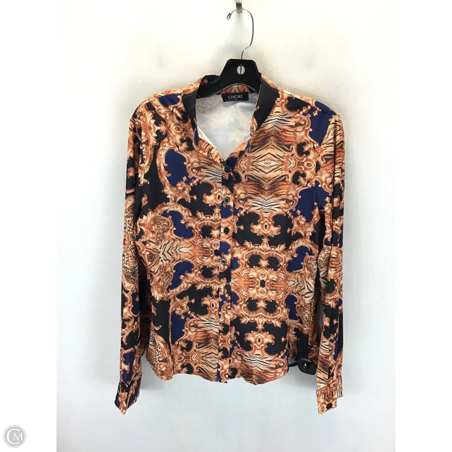 Top Long Sleeve By Chicme In Blue & Gold, Size: M