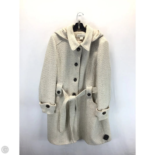 Coat Peacoat By Liz Claiborne In Cream & Tan, Size: 2x