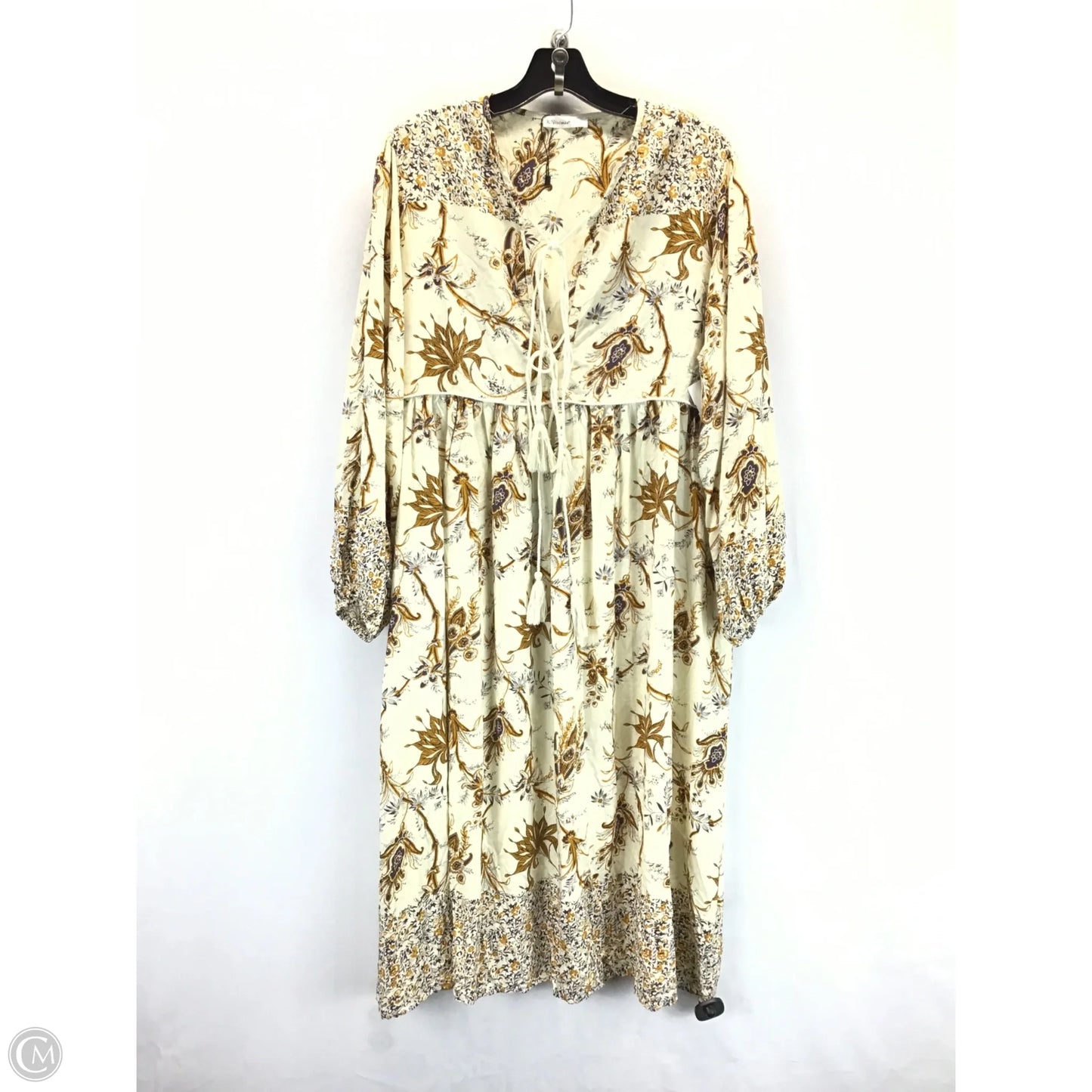 Dress Casual Midi By Clothes Mentor In Cream & Purple, Size: 2x