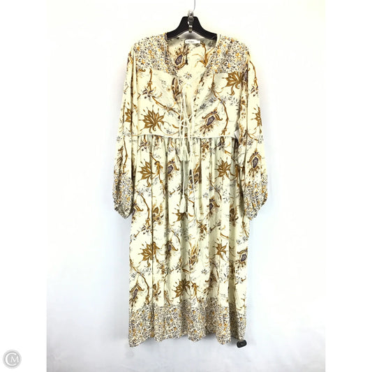 Dress Casual Midi By Clothes Mentor In Cream & Purple, Size: 2x