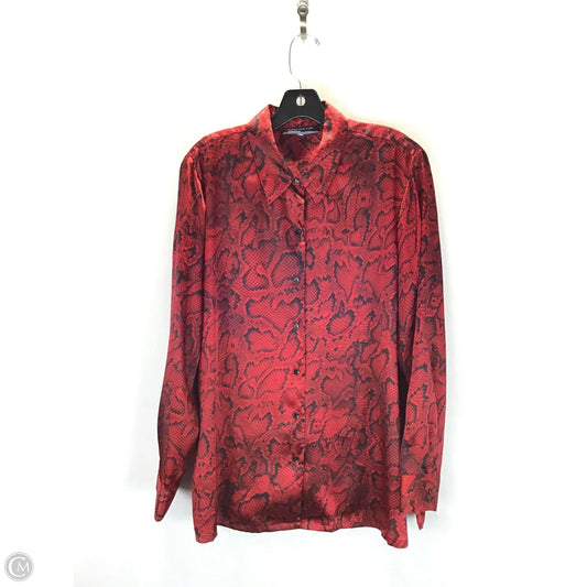 Top Long Sleeve By Jones New York In Snakeskin Print, Size: Xl