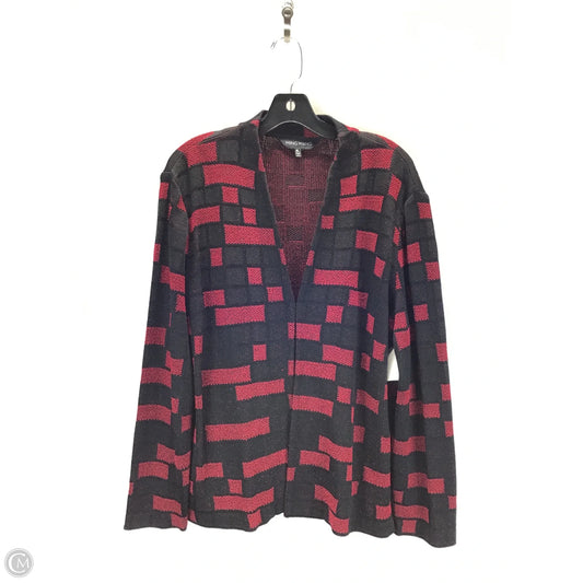 Sweater Cardigan By Ming Wang In Black & Red, Size: Xl