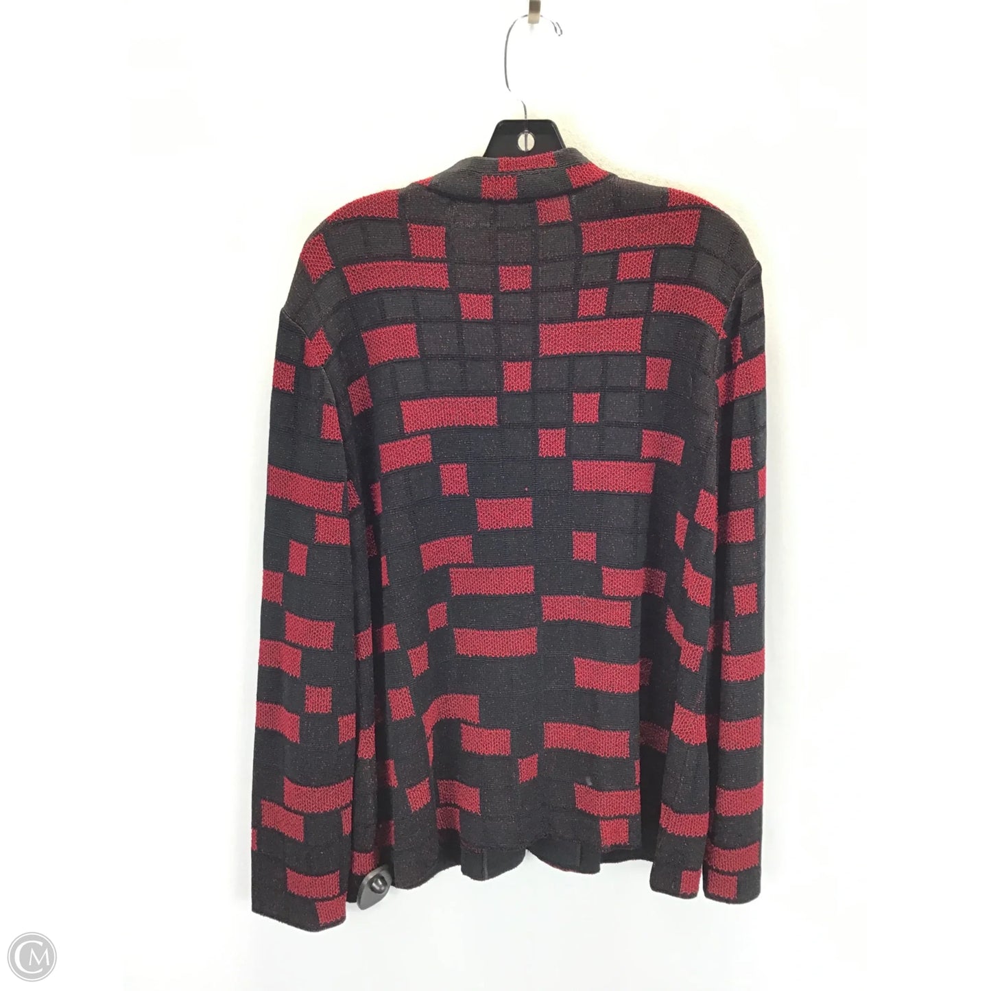 Sweater Cardigan By Ming Wang In Black & Red, Size: Xl
