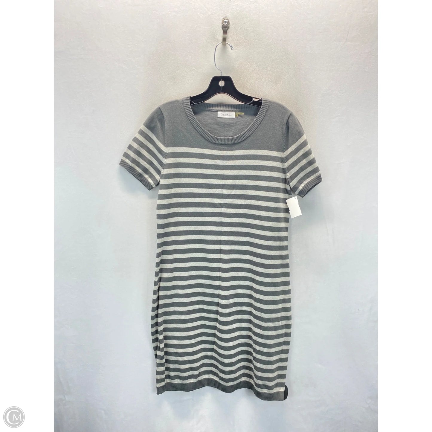 Dress Casual Midi By Calvin Klein In Striped Pattern, Size: M