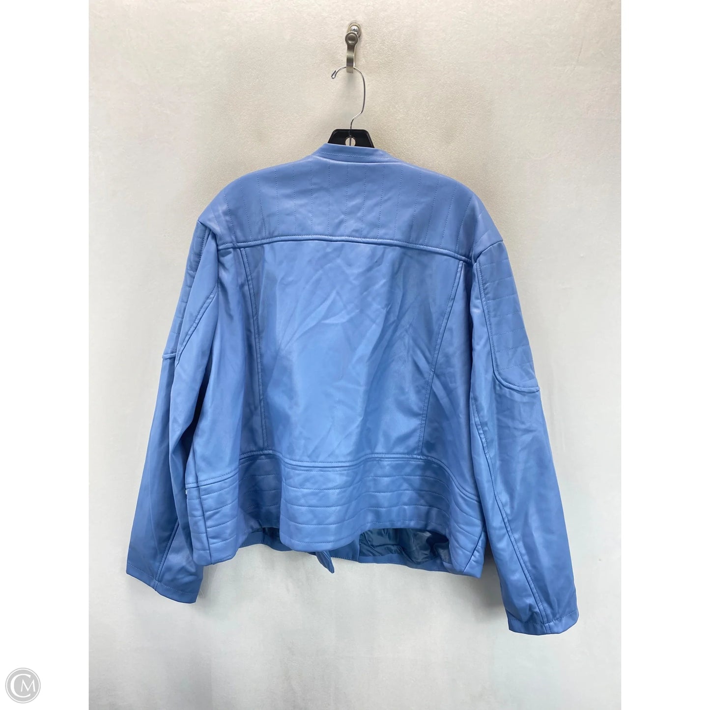 Jacket Moto Leather By Black Label In Blue, Size: 3x