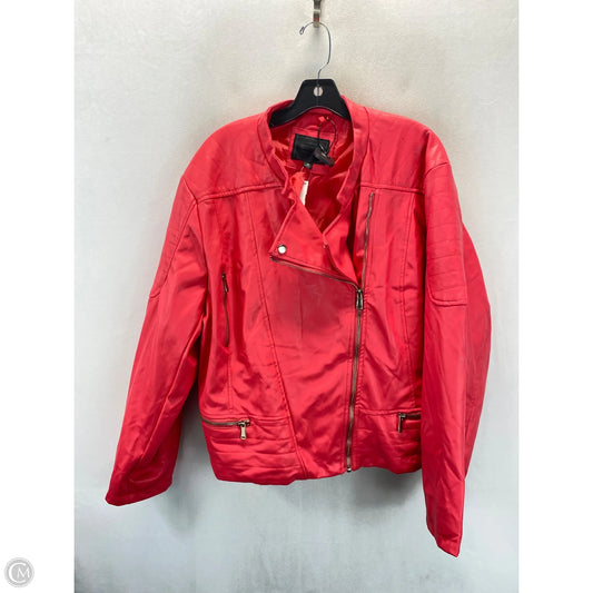Jacket Moto Leather By Black Label In Coral, Size: 3x